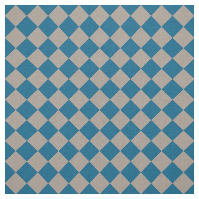 Blue Grey Chequered Diamond Pattern Fabric (Swatch)