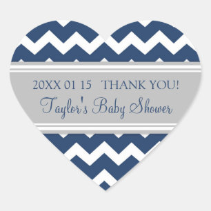 Blue Grey Chevron Baby Shower Favour Stickers