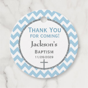 Blue Grey Chevron Boys Baptism Thank You Favour Ta Tags