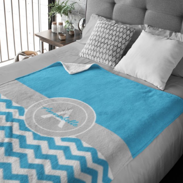 Blue Grey Chevron Fleece Blanket (Creator Uploaded)