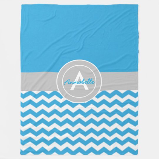 Blue Grey Chevron Fleece Blanket