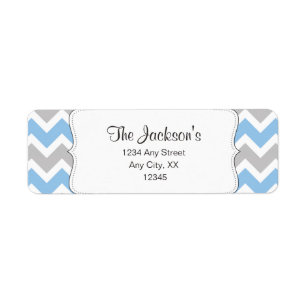 Blue Grey Chevron return address or shower favour Label