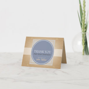 Blue Grey Circle G Square Tags Sympathy Thank you Card