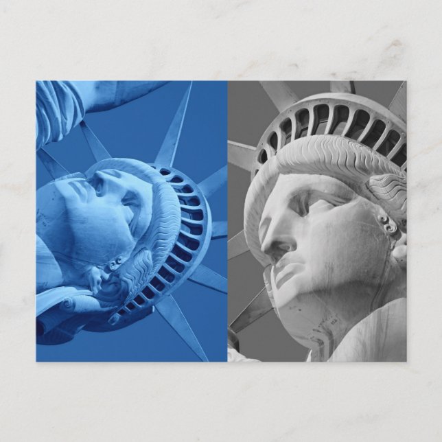 Blue Grey Close-up Statue of Liberty Postcard (Front)