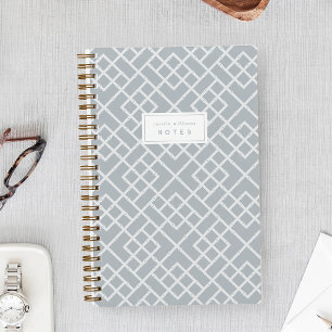Blue Grey   Coastal Bamboo Trellis Personalised Notebook