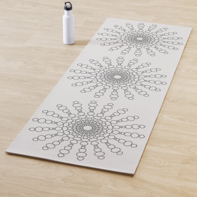 Blue Grey Cobblestone Sun Mandala Double Sided Yoga Mat (In Situ)