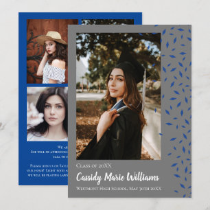 Blue Grey Confetti Graduation Announcement