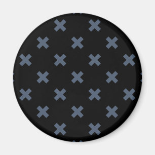 Blue-grey cross stitches on black magnet