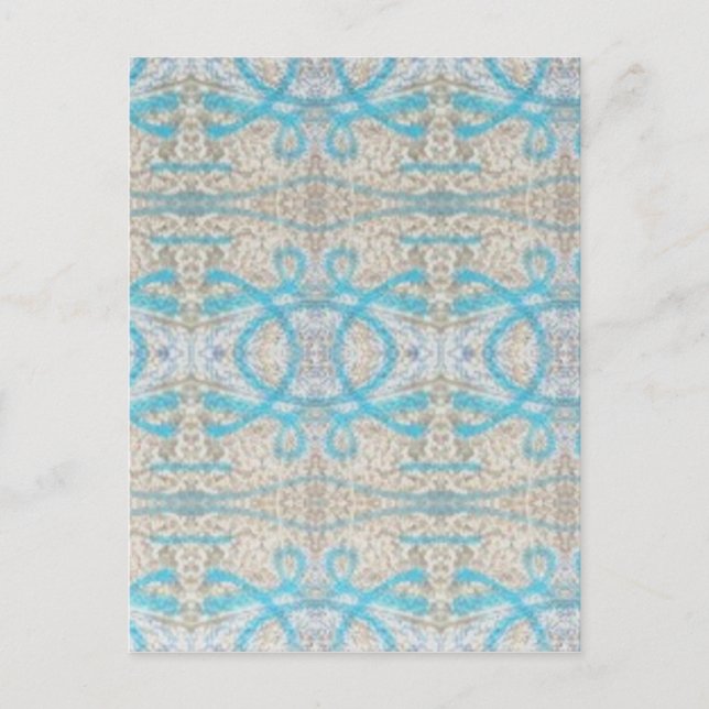 Blue Grey Curly Decorative Graffiti Wall Pattern Postcard (Front)