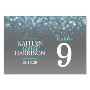 Blue grey custom bubbles Wedding table numbers