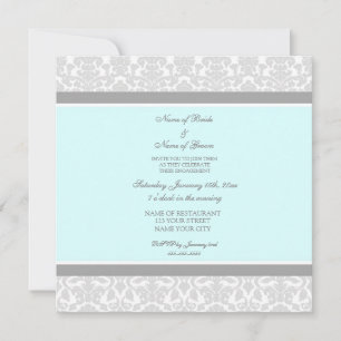 Blue Grey Damask Engagement Party Invitations