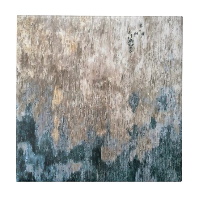 Blue Grey Decorative Abstract Artwork Ceramic Tile (Front)