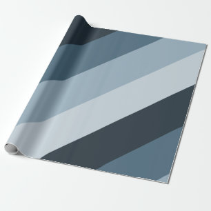 Blue & Grey Diagonal Striped Any Length Custom Wrapping Paper