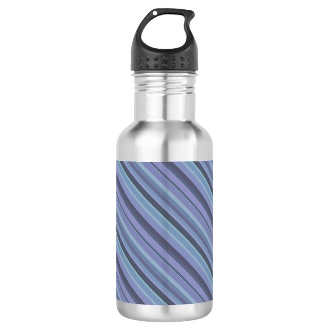 Blue-grey diagonal stripes 532 ml water bottle (Front)