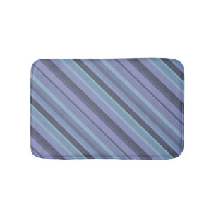 Blue-grey diagonal stripes bath mat