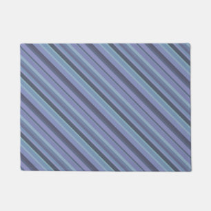 Blue-grey diagonal stripes doormat