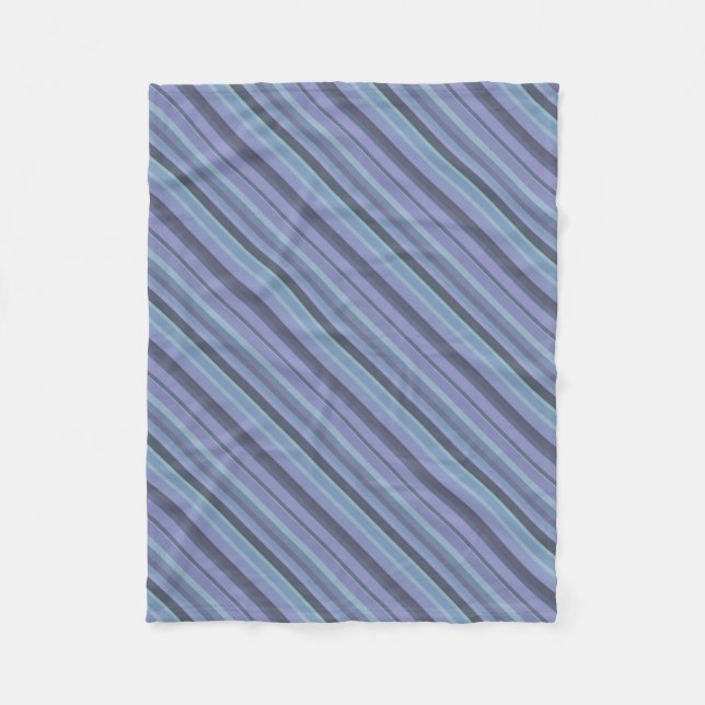 Blue-grey diagonal stripes fleece blanket (Front)