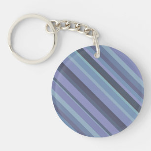 Blue-grey diagonal stripes key ring