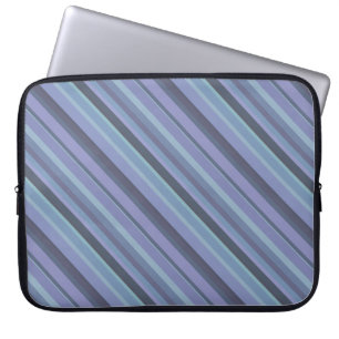 Blue-grey diagonal stripes laptop sleeve