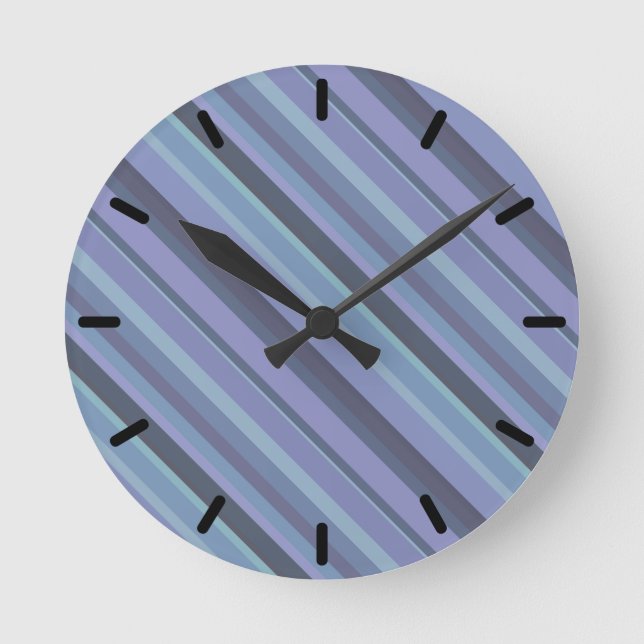 Blue-grey diagonal stripes round clock (Front)