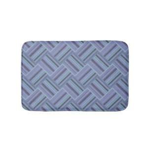 Blue-grey diagonal stripes weave pattern bath mat