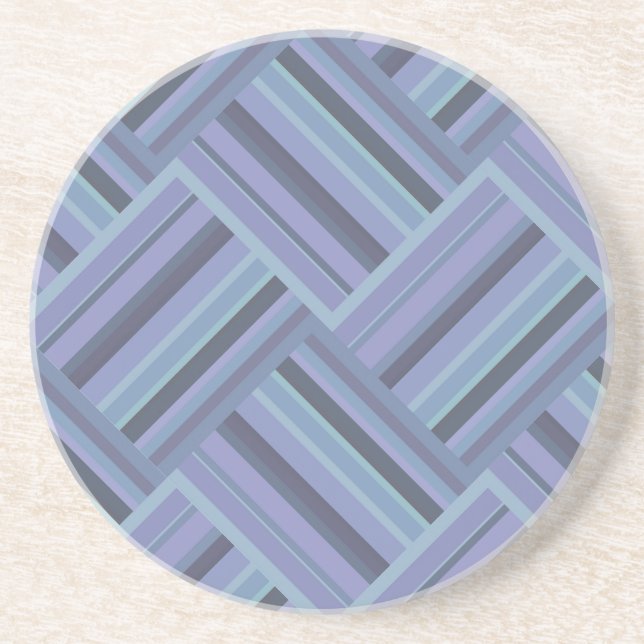 Blue-grey diagonal stripes weave pattern coaster (Front)
