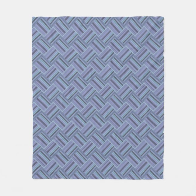 Blue-grey diagonal stripes weave pattern fleece blanket (Front)