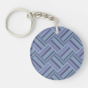 Blue-grey diagonal stripes weave pattern key ring