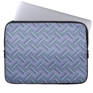 Blue-grey diagonal stripes weave pattern laptop sleeve