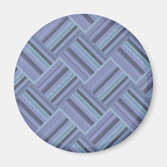 Blue-grey diagonal stripes weave pattern magnet (Front)