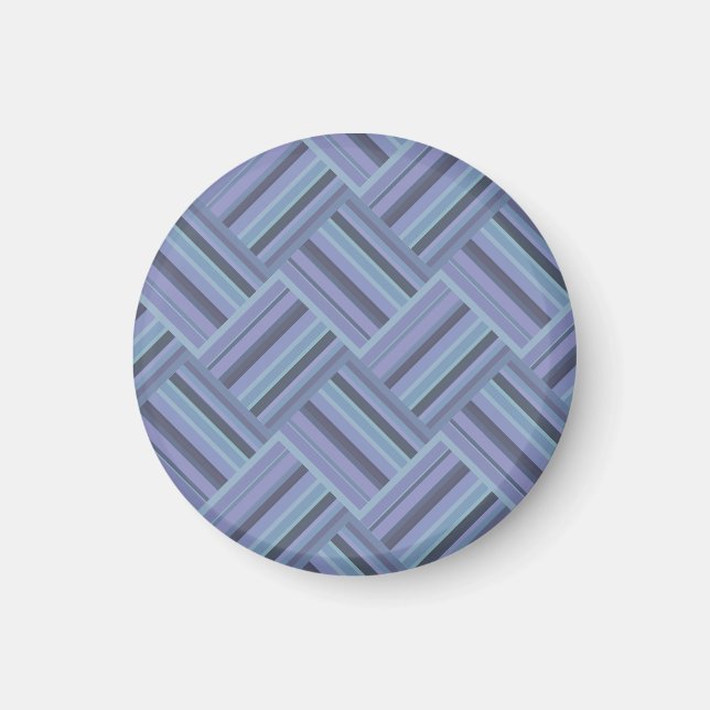 Blue-grey diagonal stripes weave pattern magnet (Front)