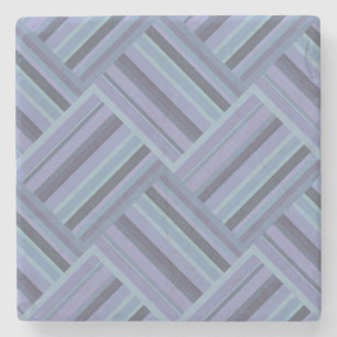 Blue-grey diagonal stripes weave pattern stone coaster