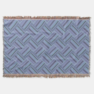 Blue-grey diagonal stripes weave pattern throw blanket