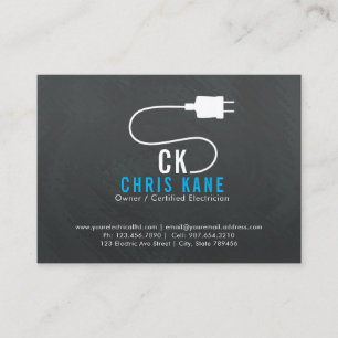 blue & grey electrician logo design business card