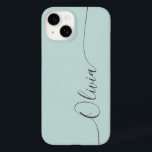 Blue Grey Elegant Calligraphy Script Name Case- Case-Mate iPhone 14 Case<br><div class="desc">Blue Grey Elegant Calligraphy Script Custom Personalised Name iPhone 14 Smart Phone Cases features a modern and trendy simple and stylish design with your personalised name in elegant hand written calligraphy script typography on a opal blue background. Designed by ©Evco Studio www.zazzle.com/store/evcostudio</div>