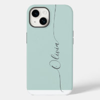 Blue Grey Elegant Calligraphy Script Name Case-