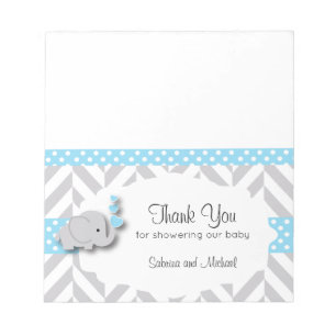 Blue & Grey Elephant Baby Shower    Candy Toppers Notepad