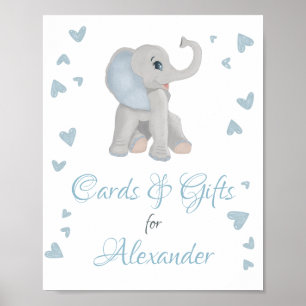 Blue Grey Elephant Gifts & Cards Baby Shower Sign
