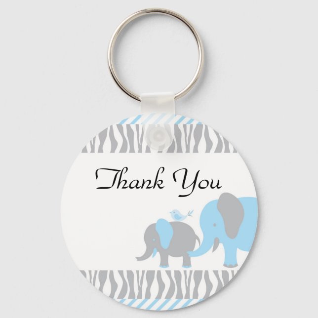 Blue & Grey Elephant Key Ring (Front)