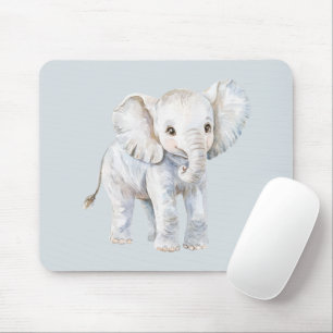 Blue Grey Elephant Mouse Pad