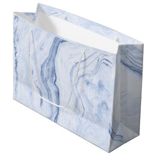 Blue-Grey fFowing Marble Swirls Large Gift Bag