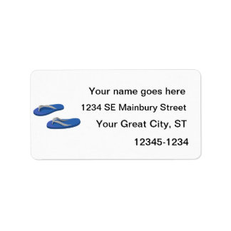 blue grey flip flops offset label