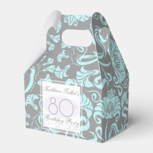 Blue Grey Floral 80th Birthday Thank You Favour Bo Box