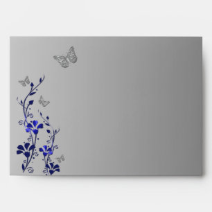 Blue, Grey Floral Butterfly Envelope for 5"x7"