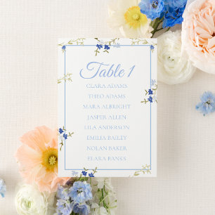 Blue Grey Floral Numeric Seating Charts Table Number