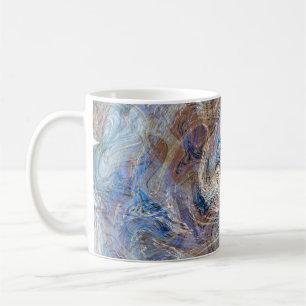 Blue Grey Fluid Marbling Illustration Coffee Mug