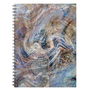 Blue Grey Fluid Marbling Illustration Notebook