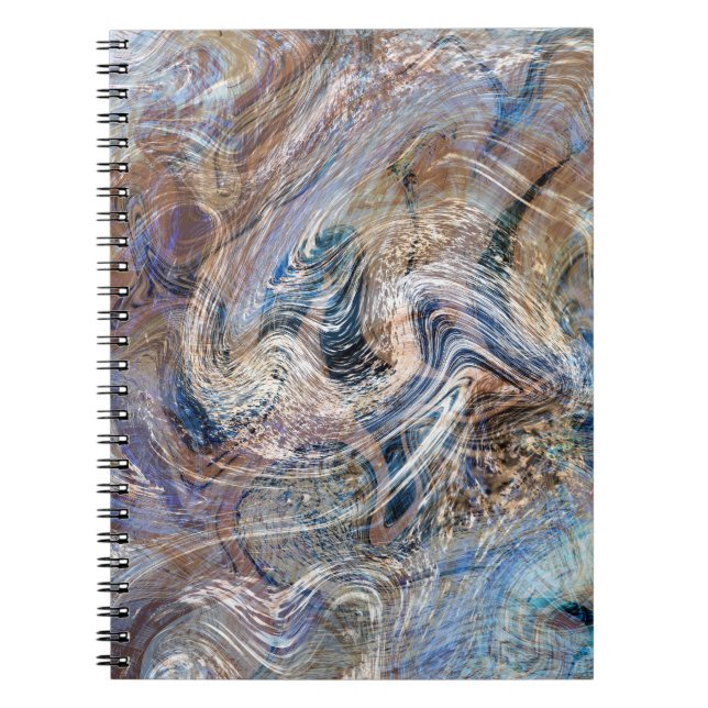 Blue Grey Fluid Marbling Illustration Notebook (Front)