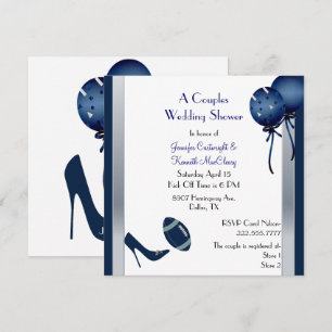 Blue &  Grey Football Couples Wedding Shower Invitation