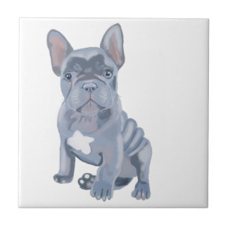 Blue Grey French Bulldog Puppy  Ceramic Tile